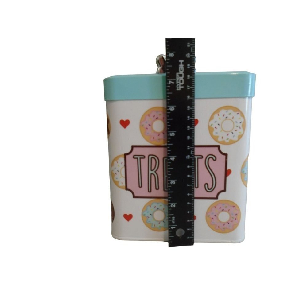Pet Treats Container Metal Removable Lid Donut Pattern Bone Lid - Picture 5 of 8